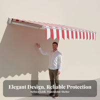 Retractable Awning Sturdy Aluminum Frame Retractable Patio Awning Sun Protection Manual Patio for Shopkeepers, Storefront, Doorway, Backyard