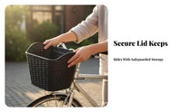 Rainproof Plastic Bike Basket with Lid Sturdy Plastic Bike Basket Easy Install for Commuting