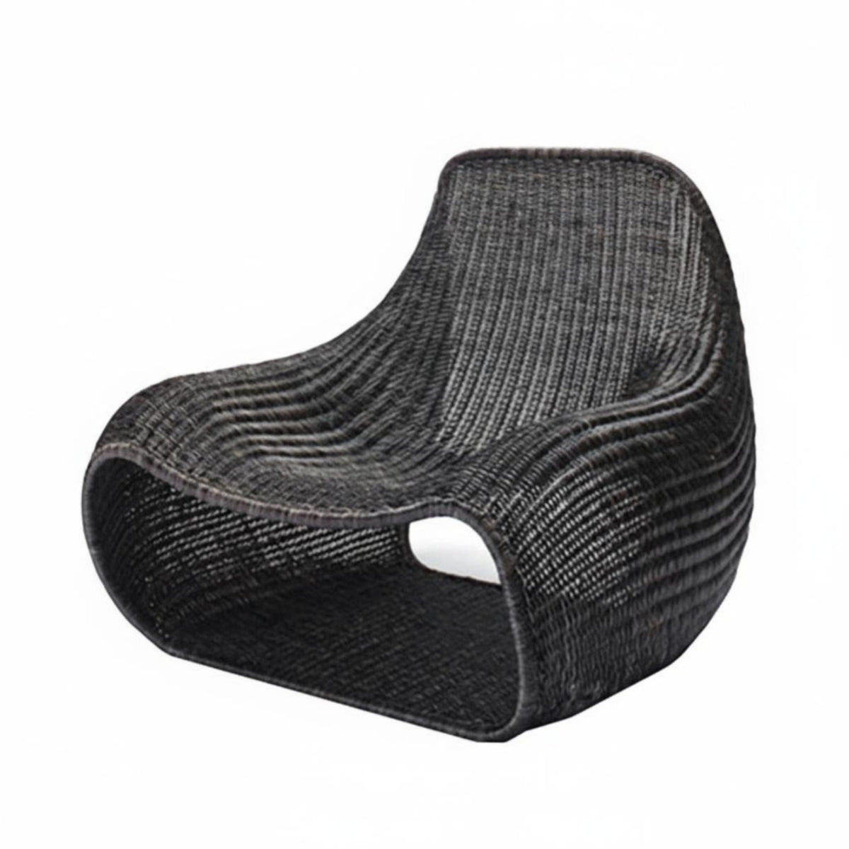 Minimalist Design Low-Profile Woven Chair Weather-Resistant Woven Scoop Armchair Breathable Weave Seating Furniture Handwoven for Adults, Homeowners, Book Lovers, Balcony, Garden, Sunroom, Lounge Area