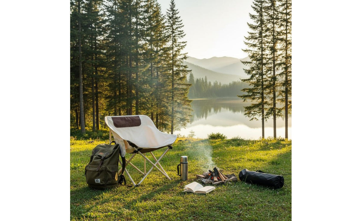 Folding Camping Chair Stable Design Portable Camping Chair Portable Fishing Stool Wide Seat Side Storage Pocket