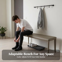 Minimalist Design Rectangular Leatherette Bench with Metal Legs Padded Seat Shoe Changing Stool Comfortable paddinging Indoor Furniture multifunctional for Families, homeowners, Adults, Entryway, Bedroom, Hallway, Dining Room
