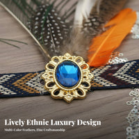 Tribal Feather Headdress Natural Feathers Peacock Feather Headband Costume Accessory Hippie Aura Hair Adornment Great Gift