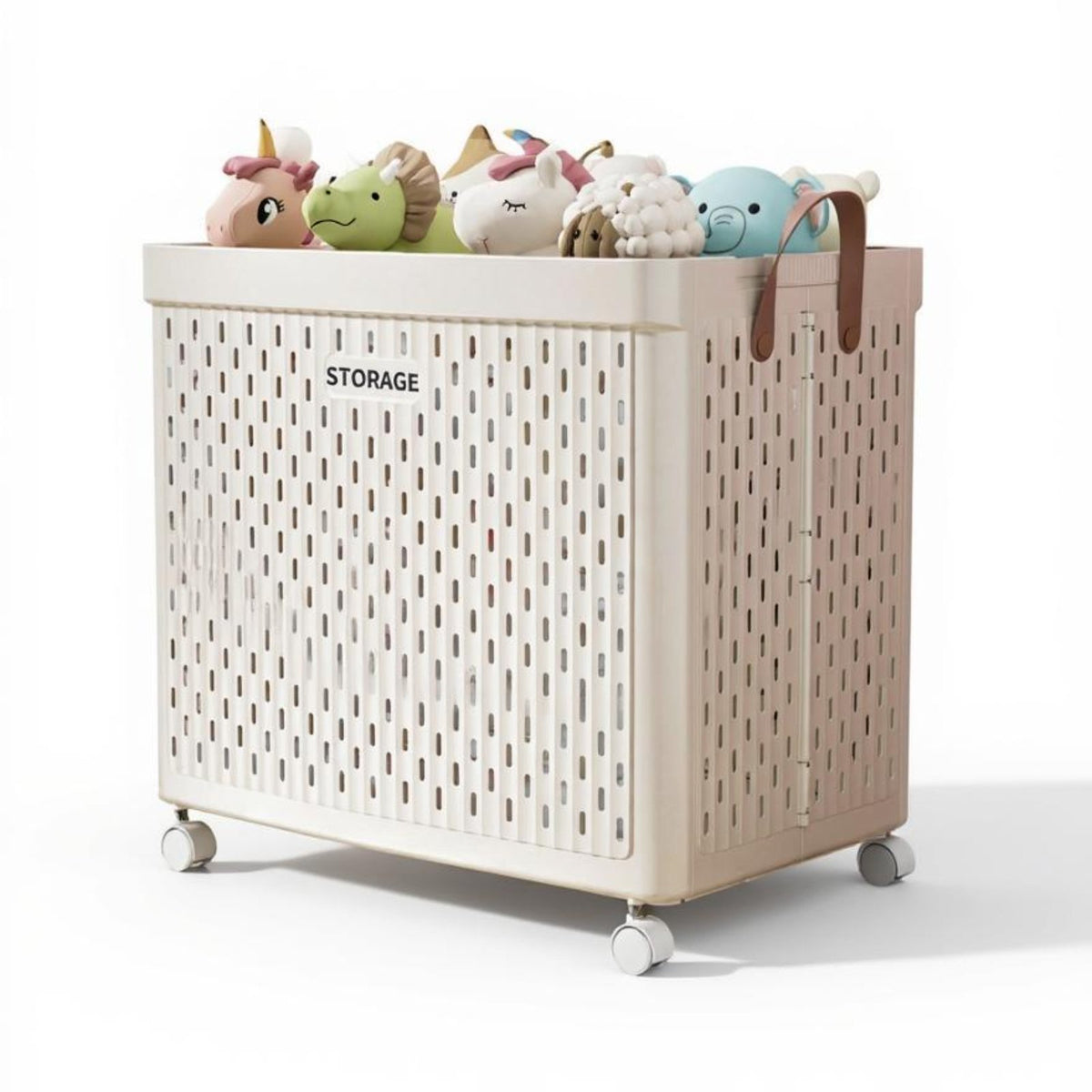 Foldable Storage Box with Casters, PP Toy Organizer
