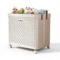Foldable Storage Box with Casters, PP Toy Organizer