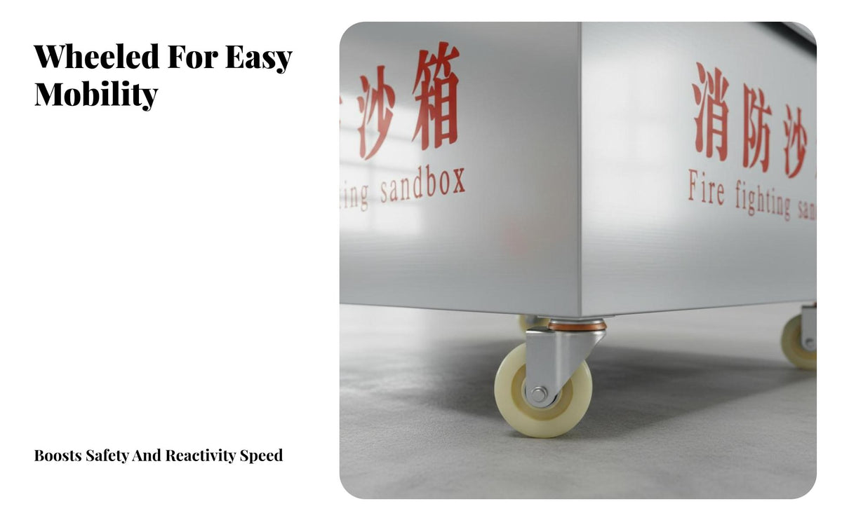 Stainless Steel Fire Sandbox With Wheels Fire Fighting Sandbox Rust-Resistant Rolling Flood Control Sand Box for Firefighters, Factories, Gas Stations