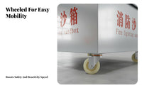 Stainless Steel Fire Sandbox With Wheels Fire Fighting Sandbox Rust-Resistant Rolling Flood Control Sand Box for Firefighters, Factories, Gas Stations