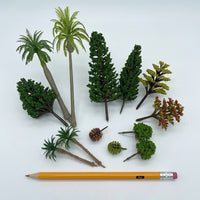 13 Model Trees Set, 3-19cm Tall Model Building Trees, Mixed Colors, Diorama Accessories for Realistic Landscapes, Train Trees