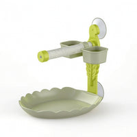 Easy-to-Mount Suction Cup Bird Stand with Tray Textured Pet Supply Compact for Parrots, Budgies, Smooth Surfaces