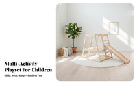 Wooden Climbing Triangle Set Made of Beech Wood Young Child Gym with Slide Develops Motor Skills Young Child Climbing Gym for Kids, Living Room
