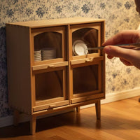 Miniature Wooden Cabinet Detailed Miniature Cabinet with Compartments Realistic Dollhouse Cupboard for Collectors
