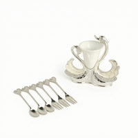 Gold-Tone Swan Utensil Holder Ornate Swan Holder with Cup Insert Jeweled for Hosts