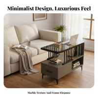 Movable over-Sofa Table with Storage Minimalist Design Indoor Furniture Space-Saving Multi-Purpose for Homeowners, Apartment Dwellers, Telecommute Workers, Living Room, Small Areas, Bedroom, Home Office
