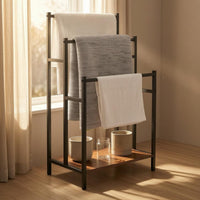 Ladder-Style Towel Rack Open Frame Freestanding Towel Rack 3 Tier Household Organizer