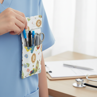 Cute Cartoon Nurse Pen Pouch with Flip Cover, Large Capacity Doctor Chest Pocket Pen Holder, Leak-Proof Pen Sleeve Clip