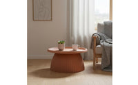 Round Tray Top Table Nordic Style Fluted Base End Table Lightweight Home Furniture for Living Room, Bedroom, Small Areas