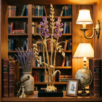 Stalk Ornament with Crystal Accents Branched Sculpture Modern Decor for Office