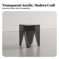 Lightweight and Movable Transparent Accent Table Minimalist Design Transparent Geometric Pedestal Space-Saving Nightstand Easy to Clean for Interior Designers, Young Adults, Living Room, Bedroom, Small Areas, Entryway