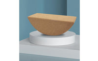 Flat Top Half-Moon Mind-Body Practice Incline Rounded Underside Curved Cork Block Natural Wood Color Crescent Mind-Body Practice Block Ergonomic Shape for Stretching