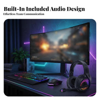 Wired RGB Gaming Headset Plug and Play RGB Light Headset Noise Reduction Audio Amplification Headphones for Gaming Aficionados, E-Sports