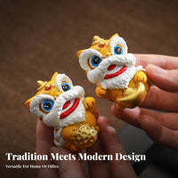 Chinese Protector Lion Figurine Feng Shui Wealth Luck Lion Statue Housewarming Gift Foo Dog Statue for Collectors, Office, Tea Room, Home Entrance