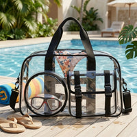 Clear Bag with Shoulder Strap Clear Tote Bag Wipe-Clean for Journeyers, Sports Athletes
