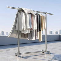 Clothes Air-Dry Rack with Wheels Extendable Garment Rack with Wheels Adjustable Furniture for Families, Laundry Room, Balcony, Apartment