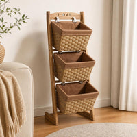 3-Tier Basket Stand Space-Saving Three-Tier Storage Rack Easy Accessible Basket Stand, for Entryway