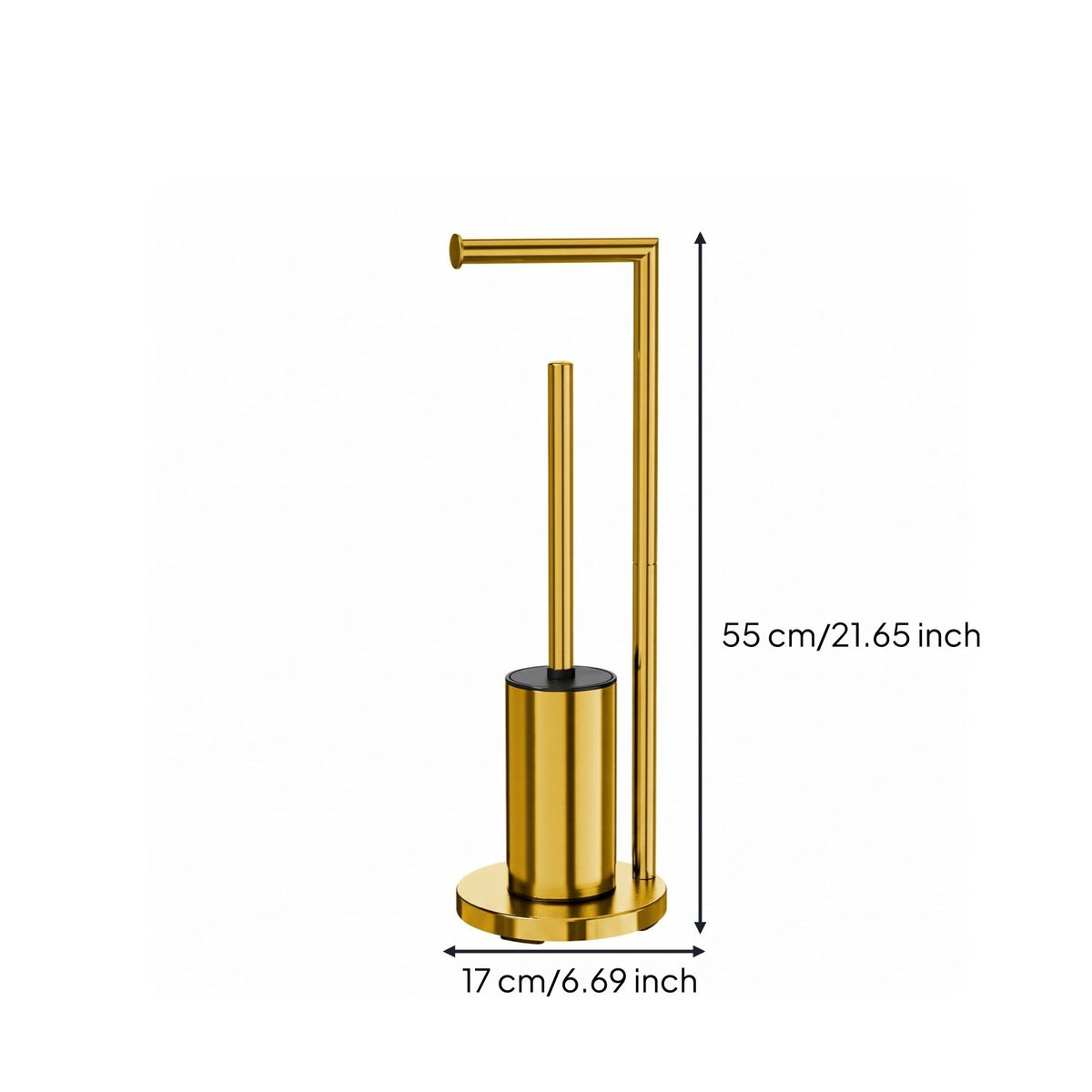 Bathroom Tissue Holder with Brush Gold Finish Bathroom Organizer Anti-Slip Base