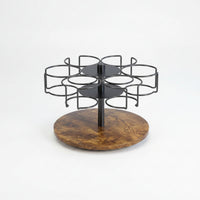 Tumbler Organizer with Wooden Base Countertop Tumbler Holder Rack Stylish Rotating Cup Organizer for Collectors, Kitchen