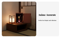 Anime Girl Figure with Bamboo Muzzle Collectible Model Miniature Character in Wooden Cabinet Mini Size Sitting Girl Figurine with Carrying Box