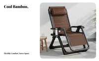 Bamboo Mat Deck Chair Foldable Design Folding Recliner Heavy Duty Frame Adjustable Patio Lounger for Seniors, Homeowners, Backyard, Living Room, Beach