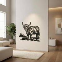 Scottish Cattle Silhouette Metal Art Farmhouse Shaggy Cow Wall Decoration Lightweight