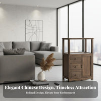 sturdy Wood Construction Multi-Tier beverage Stand Chinese visual appeal & appearance Storage Cabinet Fully Assembled Side Table Easy Assembly for Apartment Dwellers, residents, Students, Living Room, Home Corner, Small areas, Entryway