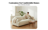 Nordic aesthetic Curved 3-Seater Couch Minimalist Design Curved bonelessdesign Settee Teddy Fleece Texture Living Room Furniture Soft Textured Fabric for Apartment Dwellers, Families, Homeowners, Lounge Area, Bedroom