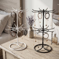 Danyuan Creative Iron Art Two-Tier Jewelry Display Stand for Necklaces, Bracelets, Cosmetics, and Lipsticks