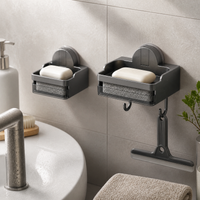 Suction Cup Soap Dish Wall Mounted Drain Rack for Bathroom Shower