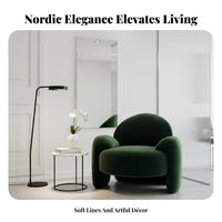 Nordic Design Upholstered Single Sofa Modern Minimalist Accent Chair Comfortable Backrest Seating Furniture Plush Upholstery for Business Owners, Interior Designers, Living Room, spa and salon, Reception Area, Home Office