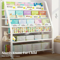 2-in-1 Design Child S Bookshelf and Toy Storage Space Saving Child S Book and Toy Organizer Large Capacity children's Rolling Bookshelf Child-Friendly Height for Toddlers, Babies, Parents, Playroom, Bedroom, Living Room, Kindergarten