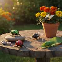 6 Pieces Boxed Set Wind-up Toy Articulated Legs Crawling Bug Toy Translucent Wings Plastic Figure Printed Color Box