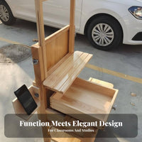 Solid Wood Sketching Stool with Drawing Board Sturdy Construction Tilting Drawing Desk with Stool Multi-Purpose Height Adjustable Art Table Space-Saving for Painters, Designers, Hobbyists, Classroom, School, Home, Workshop