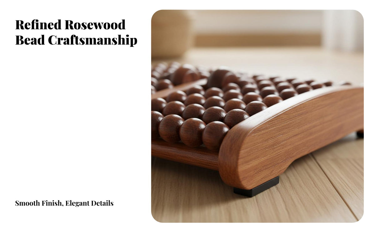 Beaded Foot Solid Wood Construction Wooden Foot Roller Personal Care Item for Elderly, Office Workers, Under Desk