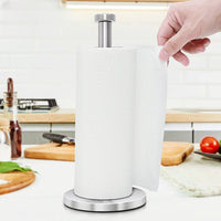 Single-Handed Tear Stainless Steel Kitchen Roll Holder Weighted Base Household Storage Modern Design for Restaurant, Bathroom