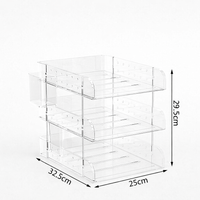 3-Tier Stackable Desktop File Organizer Desk Storage for Office, Modular Document Tray for Students, Book Workspace Solution