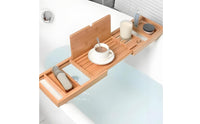 Bamboo Bathtub Tray Multi-Functional Bath Tray with Tablet Holder