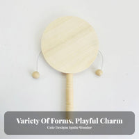 DIY Rattle Drum Ready to Paint Paintable Wooden Hand Drum Wood Unfinished Wooden Rattle for Children, Parents, Art Class, Birthday Party, Home