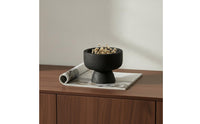 Tabletop Planter Wood-Grain Planter with Pedestal Base Black Pedestal Bowl for Refined Aesthetic Seekers