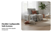 Nordic Aesthetic Modular Block Sofa Small Space Solution Upholstered Pillowy Couch Creamy Aesthetic Living Room Furniture Configurable Layouts for Apartment Dwellers, Young Adults, Interior Designers, Lounge Area