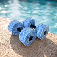 4 Pieces Easy-Grip Water Dumbbells with Marbled Pattern Lightweight Aquatic Exercise Dumbbells High-Density Aquatic Exercise Weights Quick-Drying for Fitness Enthusiasts, Swimmers, Swim Practice