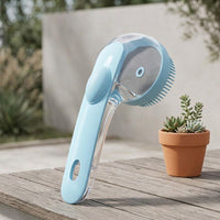 Soap Dispenser for Dog Bath and Grooming, Soft Silicone Shower Brush with Ergonomic Handle, Dog Shampoo Brush for Cat Bath, Silicone Pet Tool