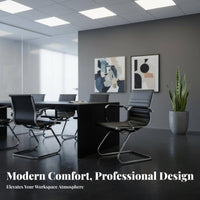 Ergonomic Design High-Back Sled Chair Wheelless High-Back Sled Base Armchair Lumbar Support Conference Seating Modern Design for Reception Guests, Managers, Executives, Study Room